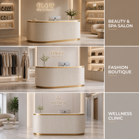 DEFEINUO Bureau de réception blanc beige pour salon de beauté, petite réception pour salon de beauté
