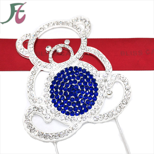Simpatico Topper torta di animali in lega di strass placcato in argento piccolo orso Toppers <span class=keywords><strong>per</strong></span> la decorazione della torta <span class=keywords><strong>per</strong></span> bambini - Product Image 2