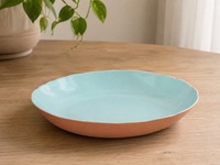 Assiette ronde bleu bronze 23,1 cm, en grès Zisha émaillé, assiette de service en céramique mate
