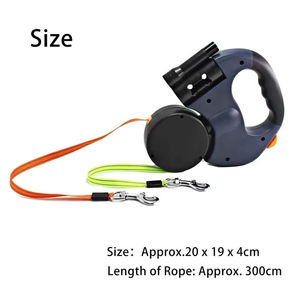 Correa para mascotas retráctil reflectante para dos perros, correas para perros dobles automáticas antienredos de 360 grados con luz LED, correa duradera para caminar para perros - Product Image 3