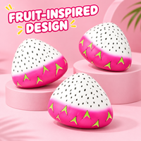 Jouet à presser Dragon Fruit en gros, jouet fantaisie inspiré du fruit rose et blanc avec emballage en sac transparent