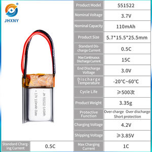 Batería de estado sólido con bolsa personalizada 551522 3,7 V 110mAh para reloj y dispositivo bucal de cuidado personal sónico-Marca JH 12 meses de garantía - Product Image 3