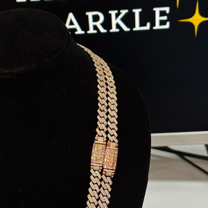 8mm Iced Cuban Link <b>Chain</b> Two Tone Moissanite with Custom Lock Clasp Hip Hop Sparkle Luxury Cuban Necklace <b>Gold</b> Silver Plated - Product Image 4