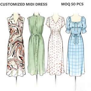 <span class=keywords><strong>Robe</strong></span> midi personnalisée pour <span class=keywords><strong>femme</strong></span>, rose poudré, à motifs floraux, col carré, manches courtes bouffantes à volants, corsage smocké et froncé, fabrication OEM - Product Image 5