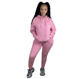 Ensemble deux pièces pour femmes CN116, coupe ajustée, à capuche, couleur unie, avec vêtements de course en polaire pour les sports d'automne et d'<span class=keywords><strong>hiver</strong></span> - Product Image 6
