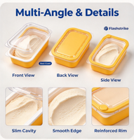 Kontainer penyimpanan es krim plastik aman untuk freezer, berbahan PP Food Safe 3L dengan tutup transparan untuk toko es krim