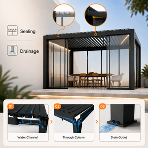 <span class=keywords><strong>Pérgola</strong></span> Retráctil de Aluminio Personalizable con Techo de Láminas - Resistente a la Intemperie para Patio Trasero y Gazebo de Jardín - Product Image 3