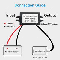Convertisseur abaisseur de tension DC-DC 12-24V vers 5V 3A 15W USB-C Type-C pour adaptateur de chargeur de téléphone