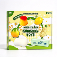 Lot de 6 jouets sensoriels ASMR en forme de nourriture (beurre, fromage, pouding, cacahuète) pour soulager le stress, boîte cadeau pour adultes