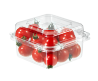 Boîte d'emballage de fruits transparente à clapet jetable PET transparent contenant de fruits à charnière C rpet