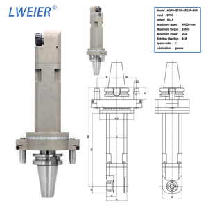 LWEIER Cabezal Angular para Centro de Mecanizado BT50-ER25-300 ISO, Accesorio para Máquina Herramienta, Venta Caliente - Product Image 3