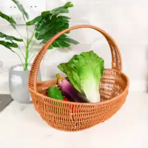 キッチン模造籐収納バスケット果物と野菜籐フレーム
