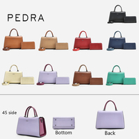 Conjunto de Bolso de Mano PEDRA de Cuero PU Multicolor con Cartera a Juego y Correa de Hombro Desmontable para Uso Diario