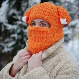 Chat oreille cagoules chapeau adulte fait à la main tricoté chapeau hiver épais chaud laine chapeau en gros pour l'automne <span class=keywords><strong>et</strong></span> l'hiver - Product Image 2