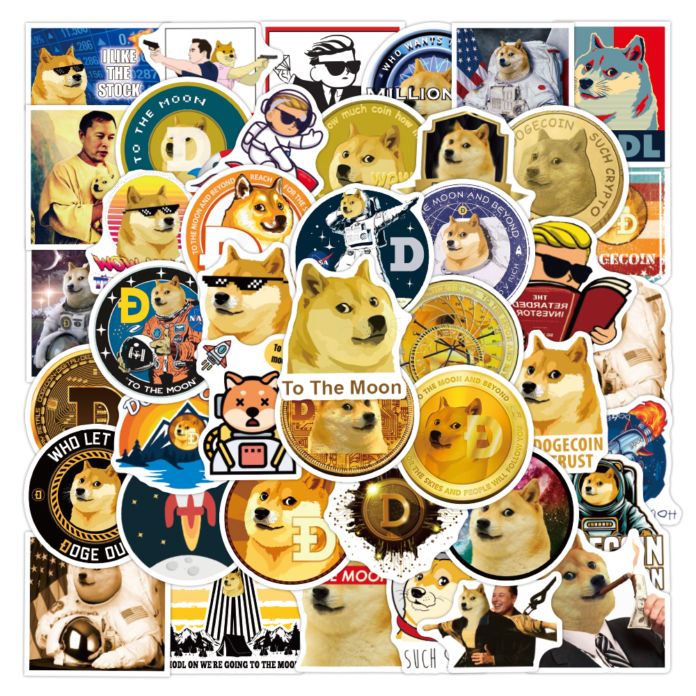 50 шт./упак. водонепроницаемый дожкойн Наклейки Скейтборд мотоцикла гитары камера ноутбука наклейки для велосипедов, игрушки для детей