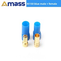 Prise banane AMASS XT150 6 mm à courant élevé plaquée or avec gaine isolante rouge/noir/bleu pour accessoires d'avion/bateau/voiture