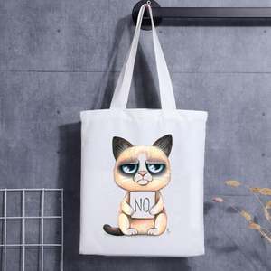 Sac fourre-tout en toile de coton imprimé tendance, portable et économique, pour le shopping, sacs de taille moyenne, sacs en toile unis personnalisables et réutilisables - Product Image 1