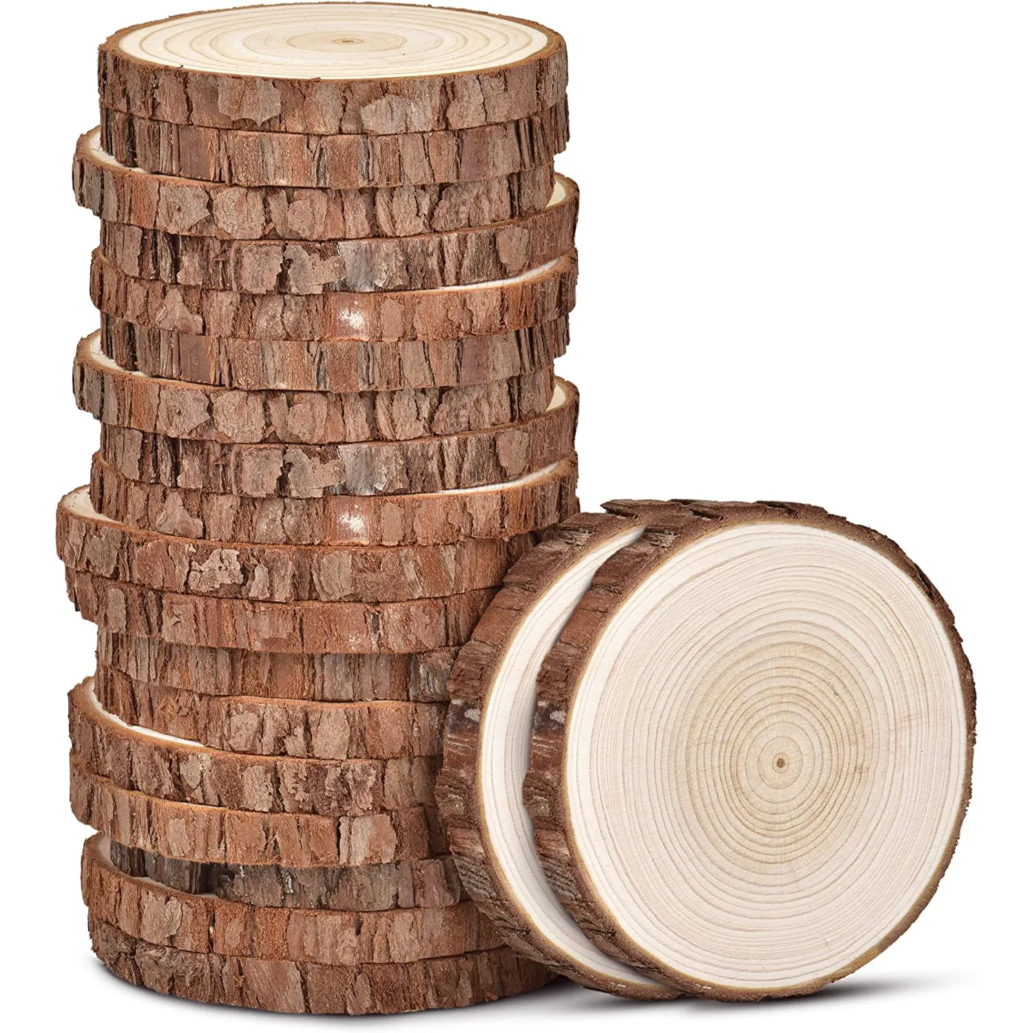 Serpihan kayu alami yang tidak dipoles dengan kulit DIY potongan kayu natal untuk kerajinan