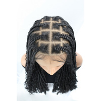 Perruques en cheveux synthétiques tressés pour femmes, perruque longue tressée, noir 1B, perruque en cheveux synthétiques pré-tressée