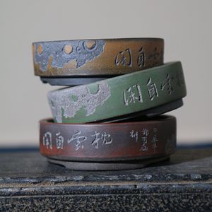 Maceta de Arcilla Morada Hecha a Mano con Piedra Taihu, Musgo Zen, Bonsái en Miniatura, Macetero de Escritorio, Zhang Kelei - Product Image 4