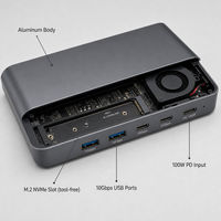 Station d'accueil USB-C 7-en-1 avec boîtier SSD M.2 NVMe, hub en aluminium avec HDMI, USB-A et lecteur de carte SD pour ordinateurs portables