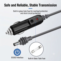 Câble d'alimentation pour allume-cigare de voiture, prise mâle vers DC 5.5x2.1mm IEC IP44, adaptateur 8A avec fusible et interrupteur pour caméra embarquée