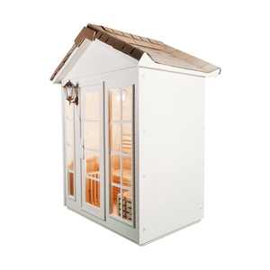Sauna Exterior Blanca para 4 Personas, de Cedro Rojo Sólido, Moderna y Tradicional, con Ventana Transparente, Capacidad de 6KW - Product Image 4