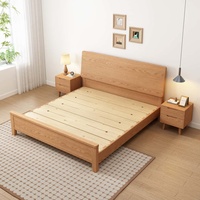 Lit plateforme moderne en chêne massif - Chêne rouge avec tête de lit, taille Queen/King, lit de rangement pour chambres à coucher et projets hôteliers