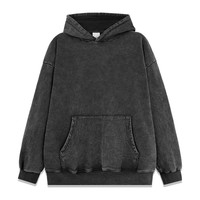 Sweat à capuche épais personnalisé en tissu éponge, style vintage américain, marque de mode, col rond délavé à la cire, mode homme rétro