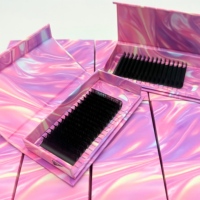 Extensions de cils en velours de vison à marque privée, plateaux individuels en cachemire noir mat, cils en soie méga volume, vente en gros
