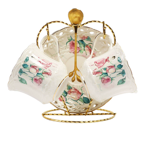 Wholesale European Style British Vintage Luxury Porcelain Ceramic Gold Rim <b>Coffee</b> Tea Pot Cup Set with Saucers - Product Image 3