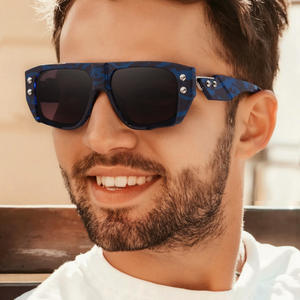 Lunettes de soleil à monture carrée pour hommes, à la mode, Protection UV400, lentille en PC, monture en plastique et en métal, couleur noire, ZS 98396 - Product Image 2