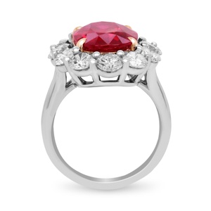 Đồ Trang Sức Sang Trọng Quầng Phong Cách Hình Bầu Dục Cắt Tự Nhiên Của <span class=keywords><strong>Ruby</strong></span> 18 Karat Vàng Kim Cương Cocktail Nhẫn - Product Image 3