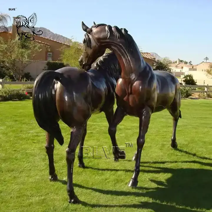 BLVE Custom Decorative Outdoor Villa Garden Metal Art Animal Brass Bronze Arabian Horse Statues Sculpture