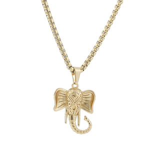 Yunnique Stainless Steel Elephant Square Pearl Pendant Necklace <b>Silver</b> Gold Color Animal Design Fashion Jewelry Men Women - Product Image 5