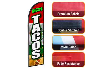 ธงขนนกคุณภาพสูงขนาด 2.5*11.5 ฟุต ยี่ห้อ TACOS RICOS ธงชายหาดสำหรับงานปาร์ตี้ริมชายหาดและการโฆษณาส่งเสริมการขาย - Product Image 5