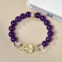 Nouveau Bracelet Tendance Style Vintage en Améthyste et Citrine, Renard à Neuf Queues, en Fer, Cadeau Idéal pour Femme de Xiaohongshu