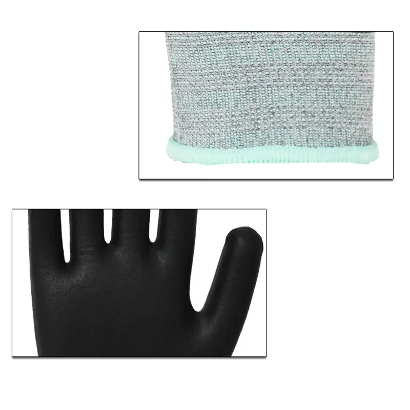 Venta directa de fábrica, guantes de trabajo de montaje recubiertos de nitrilo de punto de nailon resistentes al desgaste