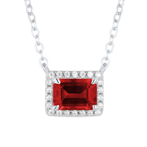 925 Sterling Silver Lab-Grown <b>Ruby</b> <b>Necklace</b> - Product Image 1