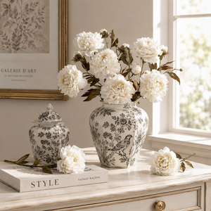 Bouquet de pivoines artificielles en plastique à 2 têtes, gaufrées, pour décoration photo écologique - Product Image 1