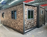 Cabane de vacances moderne à motif pierre, maison préfabriquée en conteneur de 20 pieds, maison en conteneur extensible pour logement résidentiel