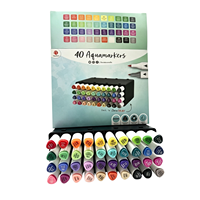 Marqueurs d'art à double pointe à base d'eau, 40 couleurs, pinceau et pointe fine, pour dessin, croquis, coloriage, fournitures artistiques, papeterie