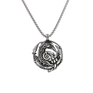 Yunnique – collier avec pendentif corbeau Viking en acier inoxydable pour hommes, bijoux à thème animal, couleur acier, chaîne de 3.0x60CM - Product Image 5