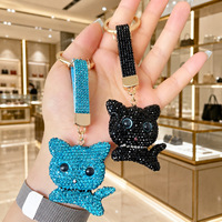 Gantungan Kunci Mobil Kucing Multi-manik Plastik UV Kartun Lucu Unisex, Cincin Kunci Berhias Manik-manik, Ornamen Tas Fashion, Aksesoris untuk Hadiah