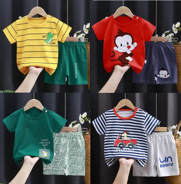 Enfants garçons vêtements shorts ensembles coton animal dessin animé t-shirts ensembles enfants vêtements d'été ensembles pour garçons filles bébé