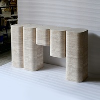 Table console moderne en travertin à niveaux, style nordique, pour la décoration intérieure