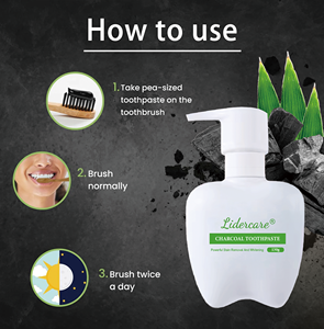 Pasta de dientes de carbón de menta, sin fluoruro para blanqueamiento dental y aliento fresco cuidado bucal 130g botella gran oferta - Product Image 6