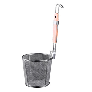 Stainless Steel Strainer With Wooden Handle Reusable <b>Mesh</b> Basket For Kitchen Cooking And Food Preparation - Product Image 1