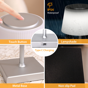 Aigostar Cordless USB lampada da tavolo ricaricabile 3 modalità colore lampada da tavolo dimmerabile Touch con luce notturna ABS corpo per uffici - Product Image 5