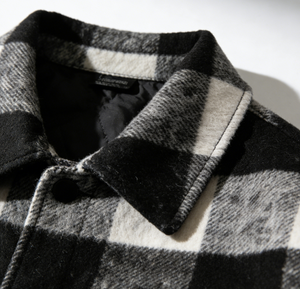 Giacca in Lana da Uomo Primavera-Autunno - Giacca a Quadri Bianco e Nero - Logo Personalizzabile - Stile Casual - Product Image 2